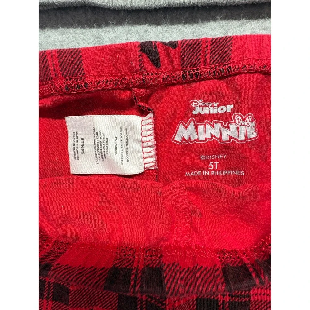 Disney Minnie Mouse Girls‎ 5T Sweatshirt and Plaid Leggings Set Grey Red 2pc